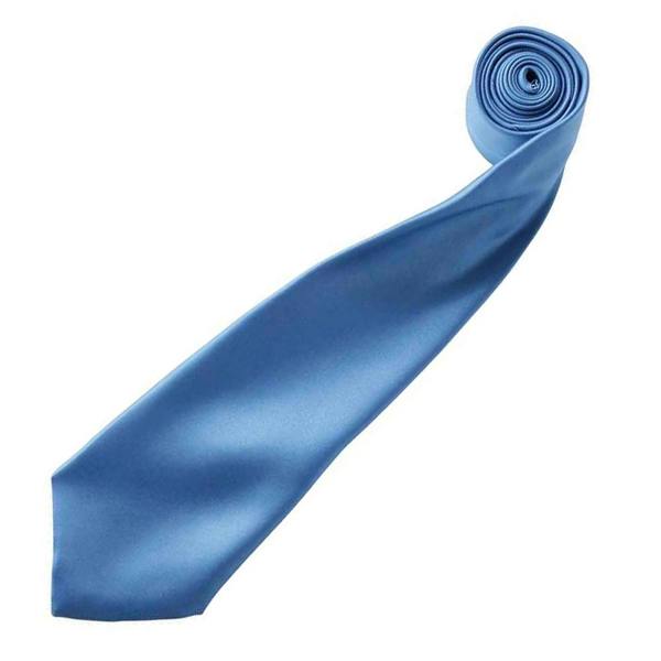 Premier Mens Plain Satin Tie (Narrow Blade) - Mid blue