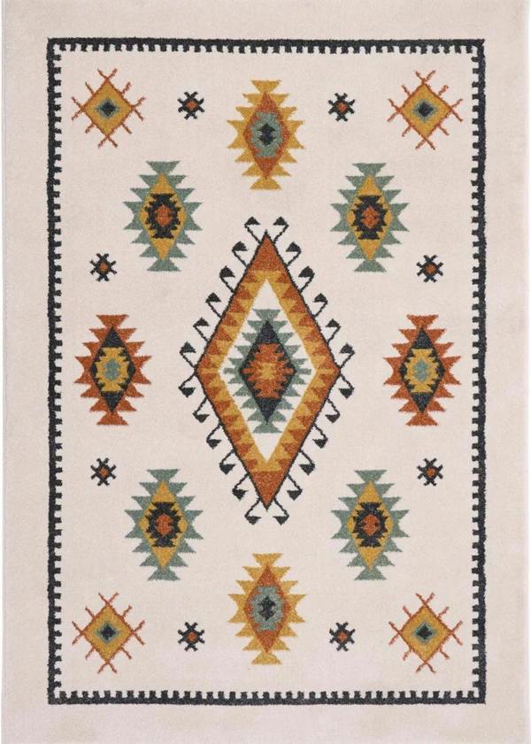 Rug with geometric pattern on a beige background