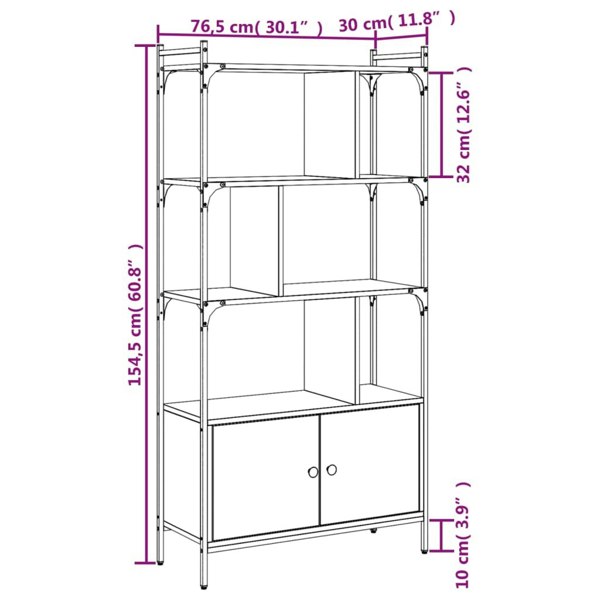 Berkfield Bookcase with Doors Sonoma Oak 76.5x30x154.5 cm Engineered Wood