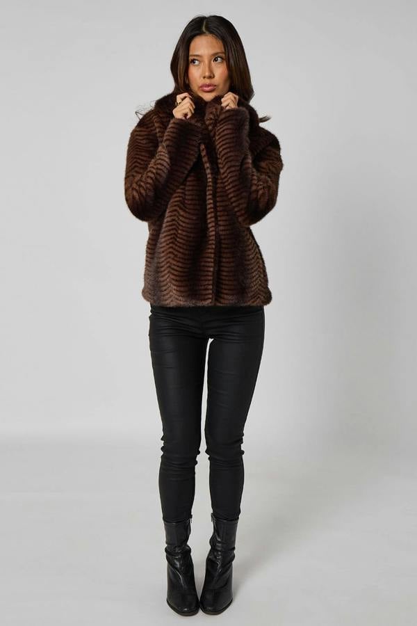 Urban Bliss Stripe Faux Fur Jacket