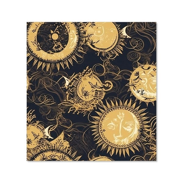 Warren Reed - Designer Moon and Sun Gold Blue Kitchen Splashback