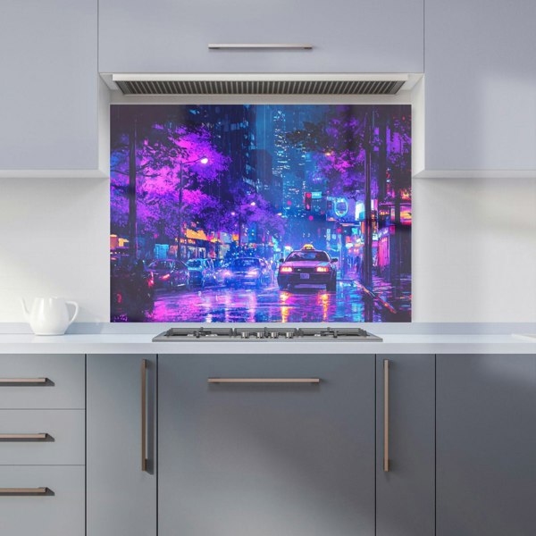 Warren Reed Digital Art Urban City Streets Glass Kitchen Splashback - 00036