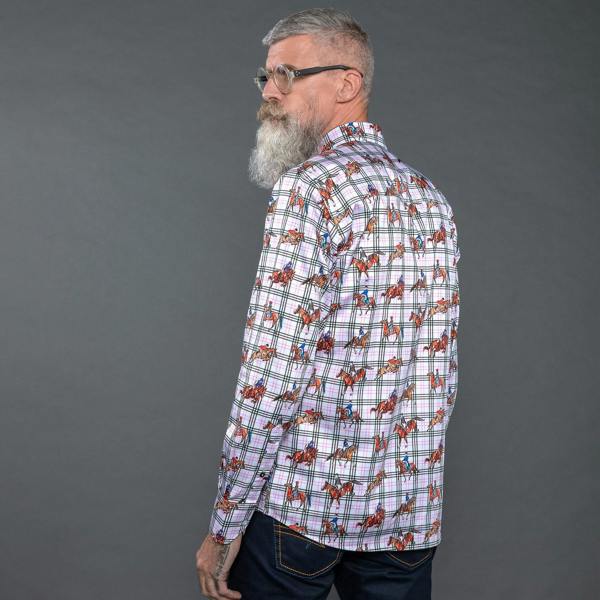 DRESSAGE HORSES CHECK  PRINT SHIRT - Premium Men's Patterned Shirt by Claudio Lugli | Bold Design, Tailored Fit, Best Printed Shirts