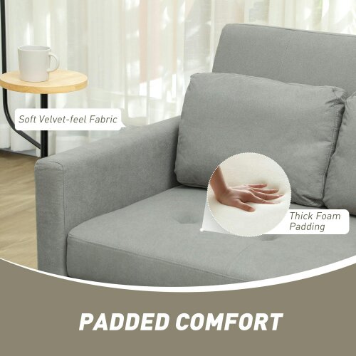 Wyld Haus Sedisa Fabric Light Grey 2 Seater Convertible Sofa Bed With Side Pockets And Cushions