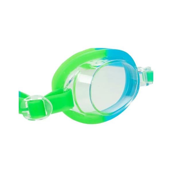 Fashy Junior swim goggles in green and blue with clear plastic lenses and head strap