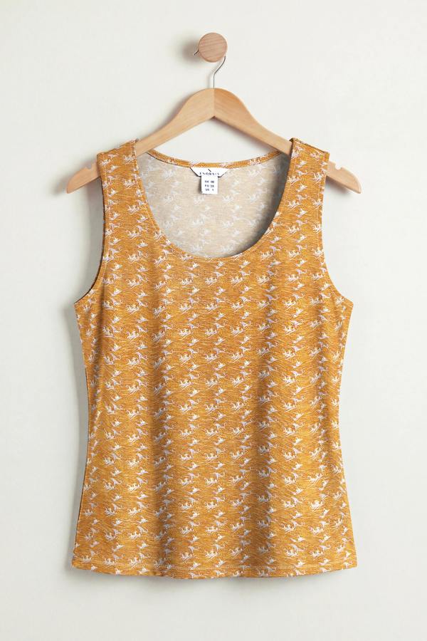 ENORSIA Wave-Printed Basic Scope Neck Vest