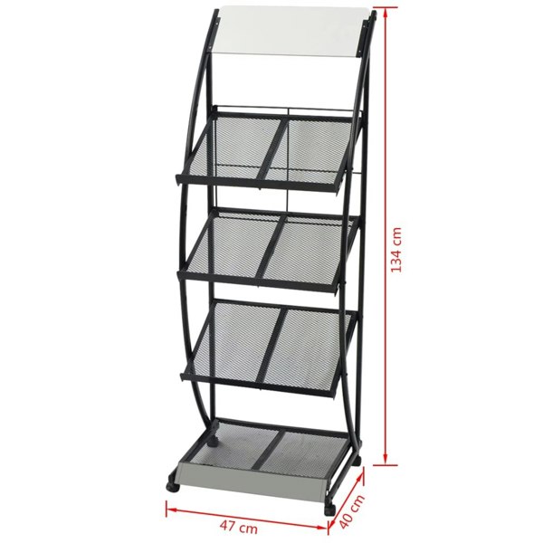 Berkfield Magazine Rack 47x40x134 cm Black and White A4