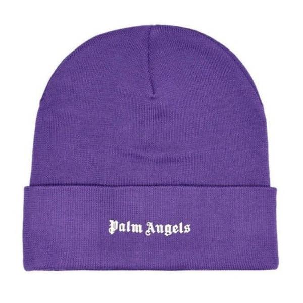 Palm Angels Logo Printed Beanie Purple - chancefashionco