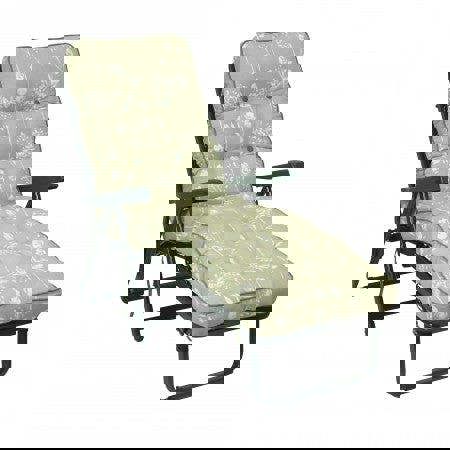 Deluxe Garden Sunbed | Multi-Pattern Reclining Sun Lounger 99cm x 58cm x 115cm Sage Flower (Green Frame) The Garden Furniture Shop