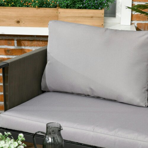 Wyld Haus Vafa 4 Seater Brown Rattan Rope Garden Furniture Set woth Tempered Glass Coffee Table Sofa and 2 Armchairs