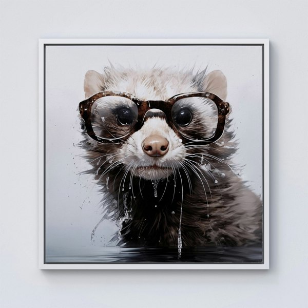 Warren Reed Splash Art Ferret Framed Canvas