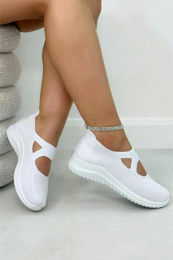 Comfort Knit Elastic AirWeave Trainers White