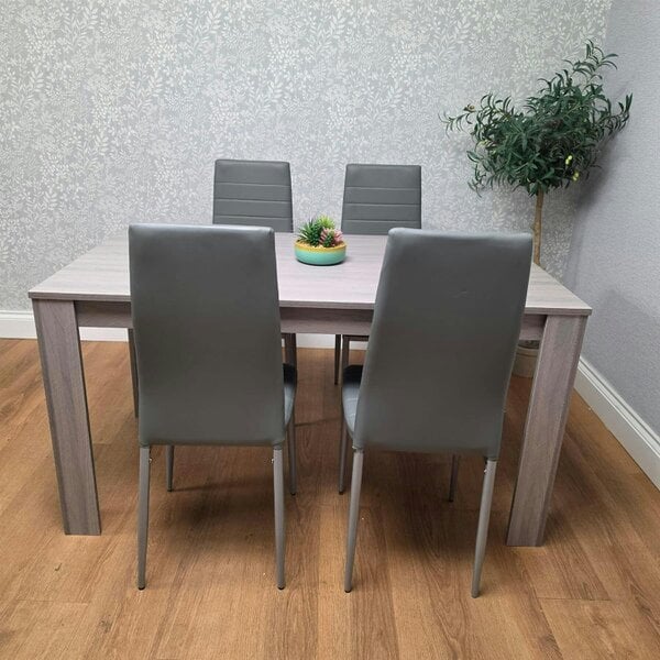 Kosy Koala Modern Grey Rectangle Dining Table Set With 4 Grey Chairs Dining Room Furniture