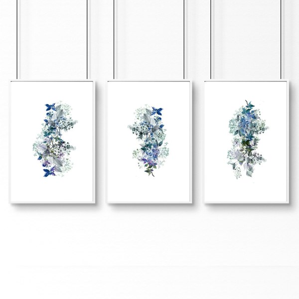 Framed pictures for bathroom | set of 3 Shabby Chic wall prints