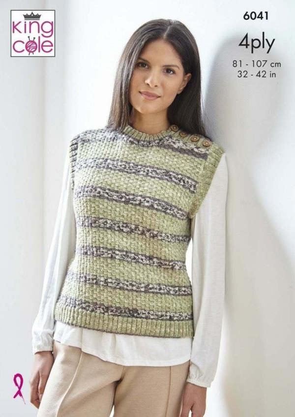 King Cole Norse 4 Ply Knitting Pattern 6041, Tops, Slipovers for Women, 32 - 43 Inches