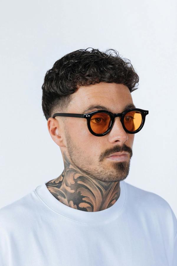 Bold Rounded Sunglasses in Black Orange - svnx
