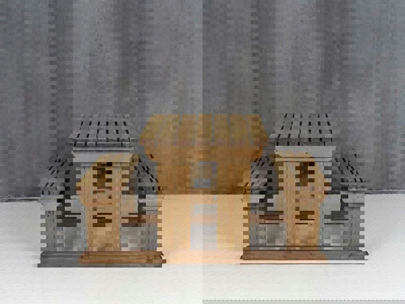 Abies Rounded Picnic Table and Benches Set - Rustic Finish Wooden Outdoor Dining Set for Gardens and Patios