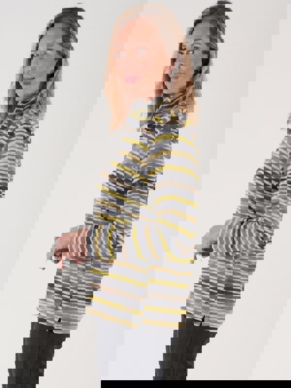 PennyPlain Stripe Zipped Funnel Neck - Forest