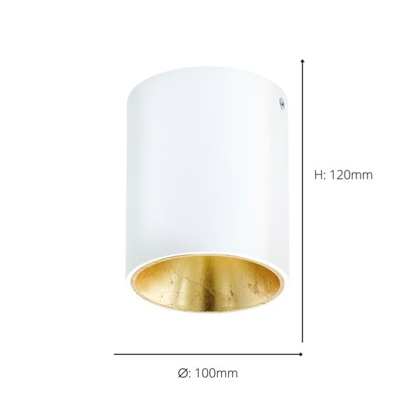 EGLO Polasso Modern Cylindrical White Ceiling Light WBS
