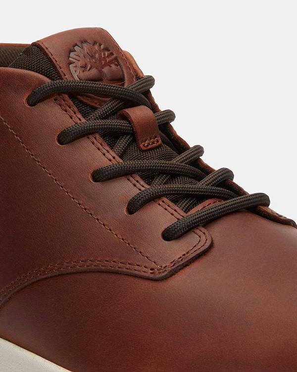 Timberland Parker Street Full Grain Leather Mid Mens Trainers - Rust | CHO | Designer Mens Trainers