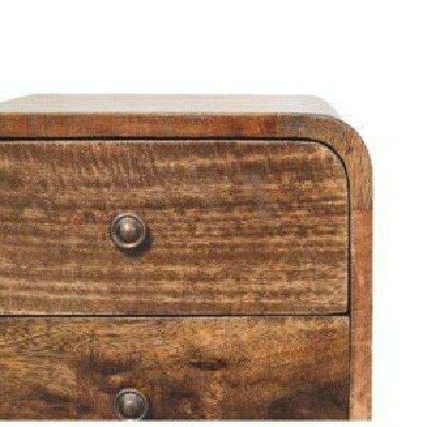 Wyld Haus Peschiera Mini Curved Grey Washed Bedside Table Mango Wood