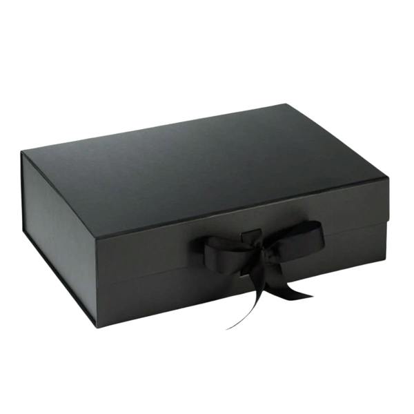 Booni Box A4 Deep Black & Ribbon Presentation Gift Box