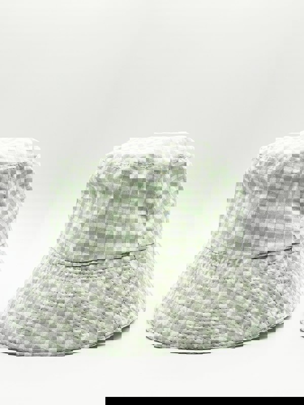 SVNX Rylee Gingham bucket hat in green & white