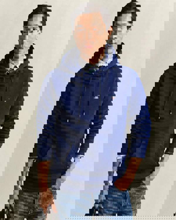 GANT Mens Regular Fit Shield Logo Pullover Hoodie - 432 Rich Navy