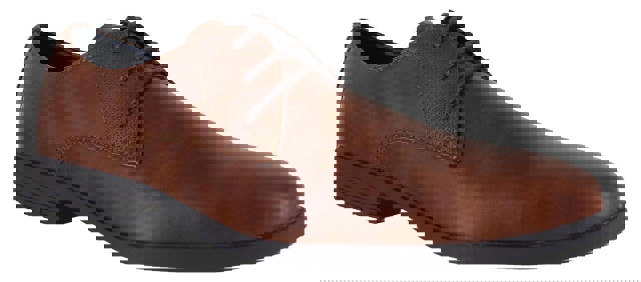 Ben Sherman Derek Mens Smart Formal Lace Up Shoes, brown leather dress shoes with round toe and lace-up closure.