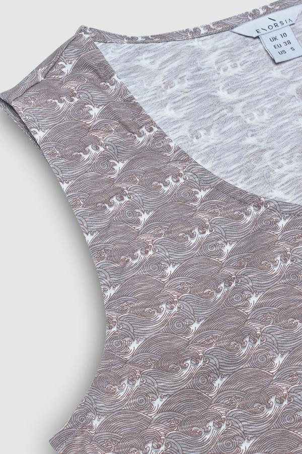 ENORSIA Wave-Printed Basic Scope Neck Vest