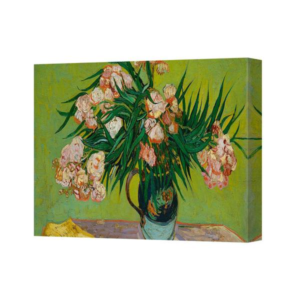 Benjamin Tate Design Floral Bouquet Canvas Art Print in Vase on Green Background