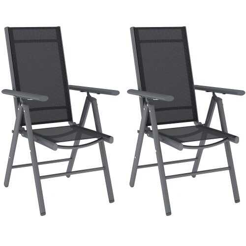 Wyld Haus Disusu Set Of 2 Aluminium Dark Grey Folding Garden Dining Chairs With Breathable Mesh