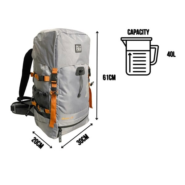 40L Rucksack showing the dimensions