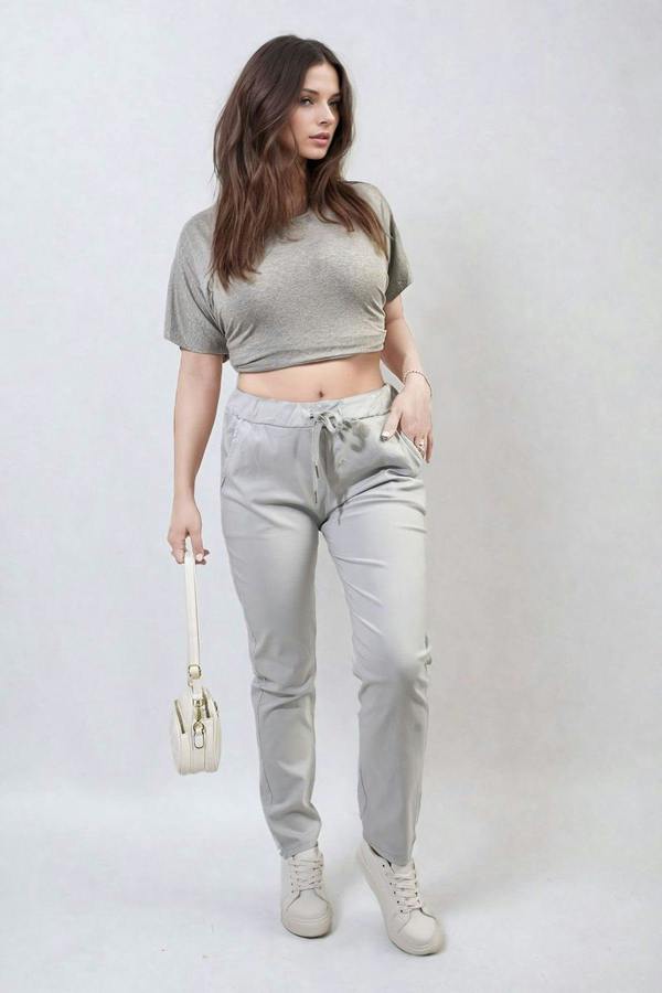 Delilah Casual Drawstring Trousers - Grey