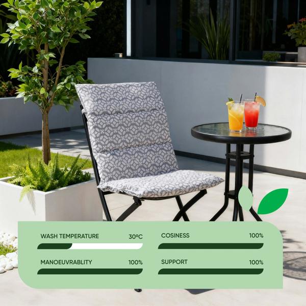 Gardenwize Pair of Outdoor Seat Cushion – Geo Full Length Chair Pad