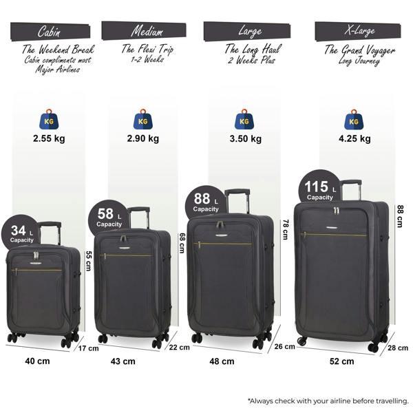 Snowball Lightweight Soft Luggage Travel Suitcases