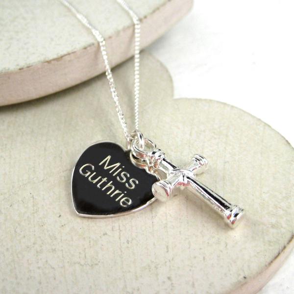 Personalised Sterling Silver Cross Charm Necklace