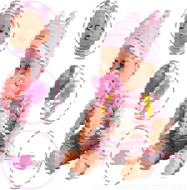 deAO Toys Doll Toy Set Doll Toy 15-piece toy Set including Mini Crib, ,Mobile, High Chair, Feeding Accessories