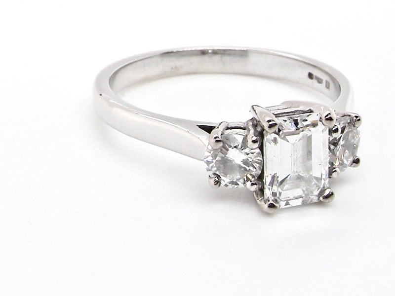 Vintage Tom A impressive platinum three stone diamond ring