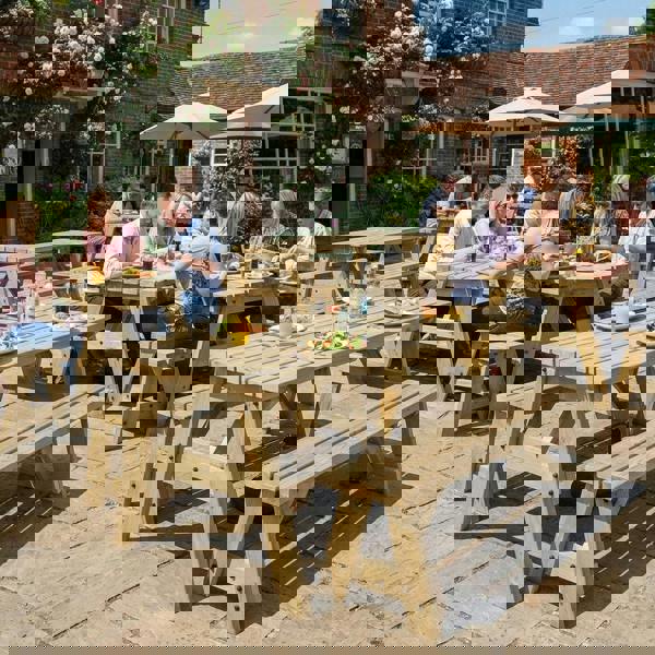 Arbor Garden Solutions Victoria Space Saving Picnic Table and Benches Set