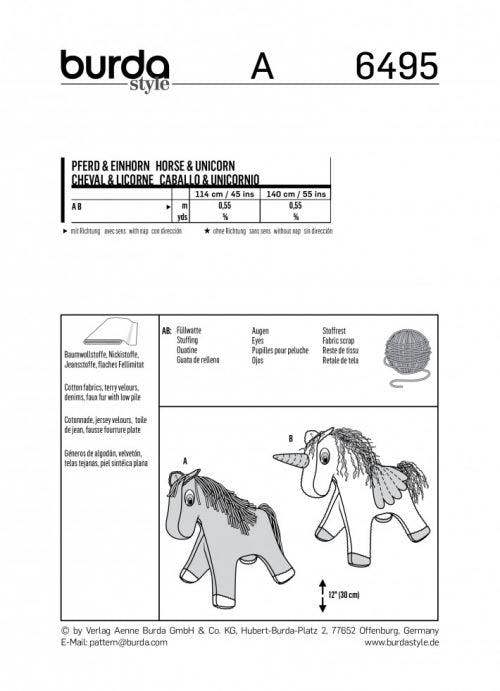 Burda Sewing Pattern 6495 Toys , One Size - Easy