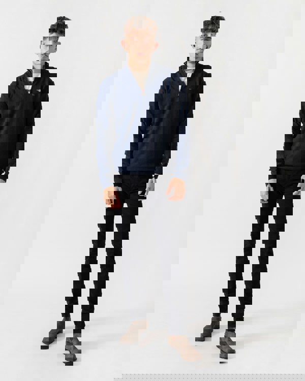 GANT Mens Cotton/Wool Blend Half Zip Jumper - 433 Evening Blue