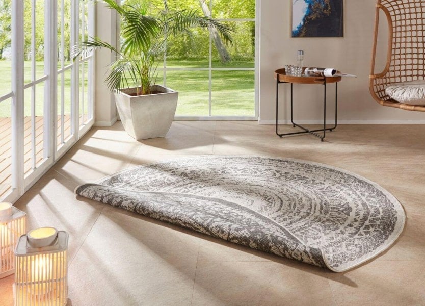 The Rugs Reversible Round Indoor Outdoor Rug – Grey
