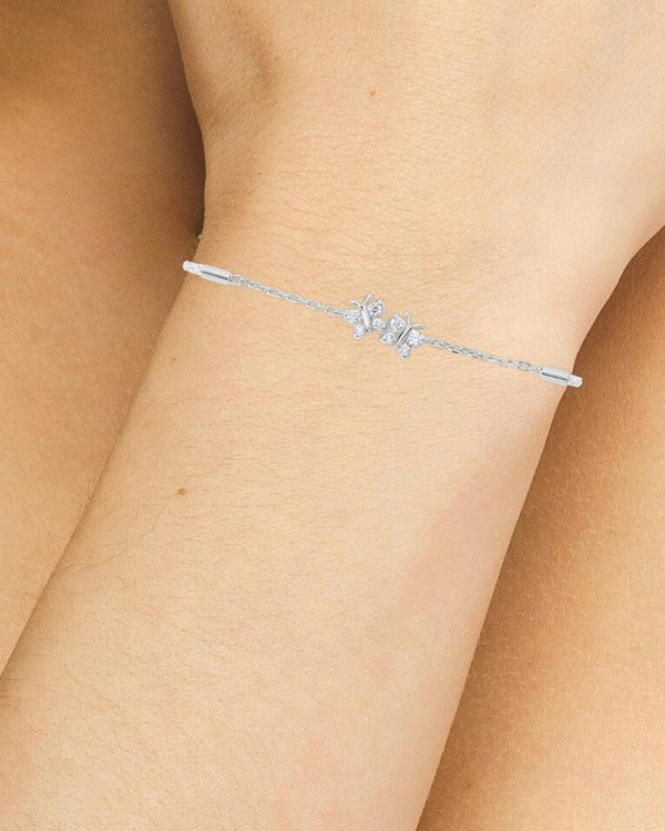 BLOOMTINE | Enchanting Flutterfly™ (Butterfly) Sterling Silver Silk Cord Bracelet