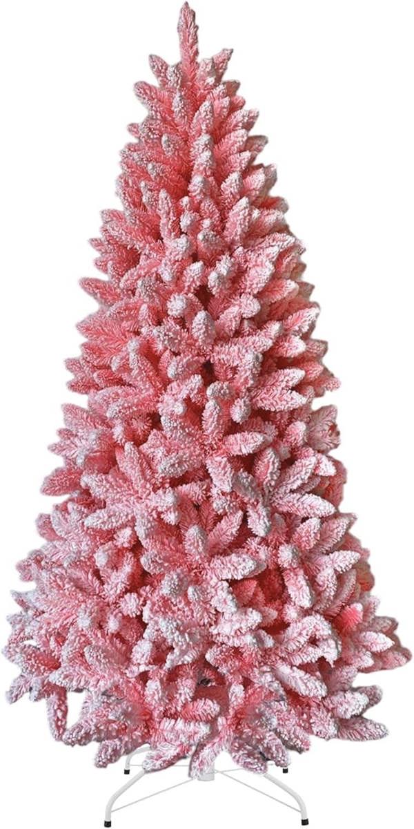 4ft to 8ft Pink Flocked Artificial Christmas Trees with 308 Tips and Snow Effect image 1