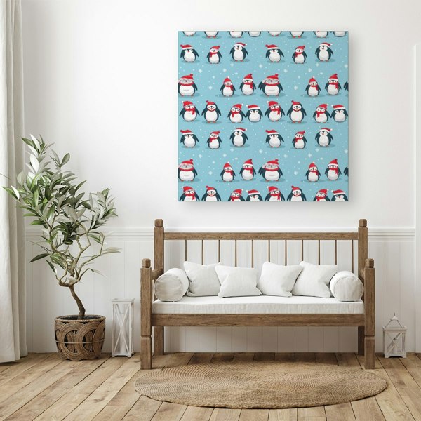 Warren Reed Adorable Santa Penguins Canvas