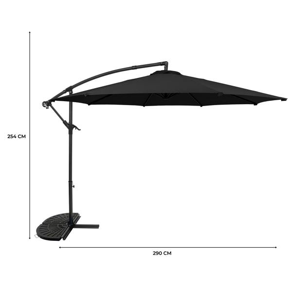 Jardi Cantilever Parasol 3m With Half Fan Base – Black
