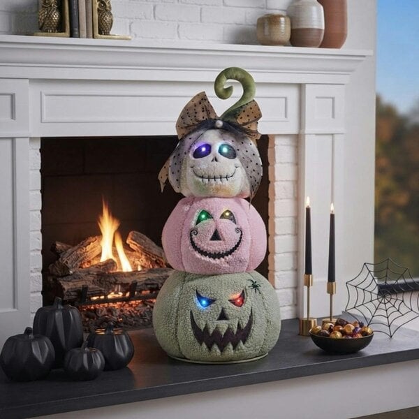 Garden Greatness Plush Stack-o'-Lanterns Halloween Light-Up Decoration