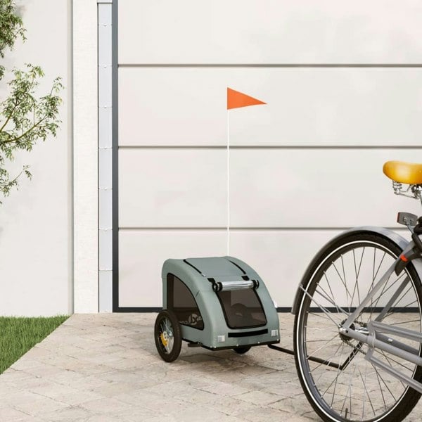 Berkfield Dog Bike Trailer Grey Oxford Fabric and Iron