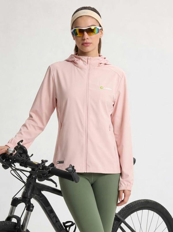 Anniou Hooded Athletic Jacket - light pink